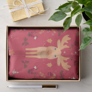 Cute Simple merry christmas cartoon reindeer patte Tissue Paper
