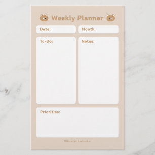 Cute Simple Minimalist Weekly Planner Stationery