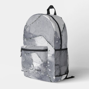 Cute Simple minimalistic Silver and Black Printed Backpack