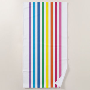 Cute Simple Modern Rainbow Colours Stripes Pattern Beach Towel