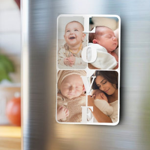 Cute Simple Multi Photo Keepsake Modern Elegant Ma Magnet