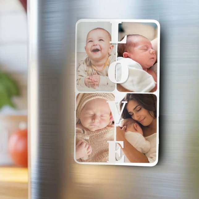 Cute Simple Multi Photo Keepsake Modern Elegant Ma Magnet (Creator Uploaded)