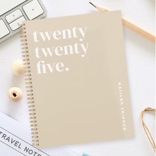 Cute Simple Name Beige Planner