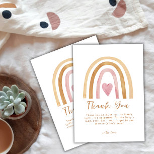 Cute Simple Neutral Boho Rainbow Baby Shower Thank You Card