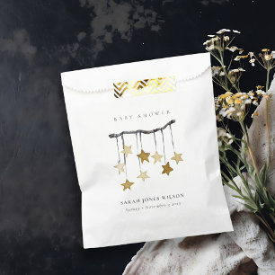 Cute Simple Neutral Yellow Star Mobile Baby Shower Favour Bags