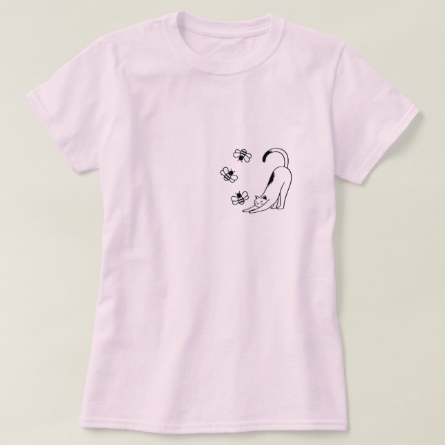 Cute Simple Pink Cat  T-Shirt (Design Front)