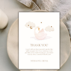 Cute Simple Princess Swan Moon Star Baby Shower Thank You Card