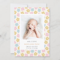 Cute Simple Rainbow Floral Watercolor Birth