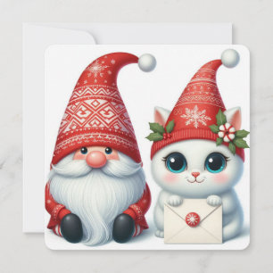 Cute Simple Red Beige Minimal Holiday Card