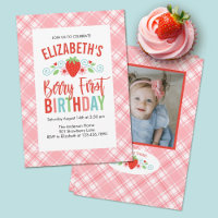 Cute Simple Red Berry Sweet Photo Birthday
