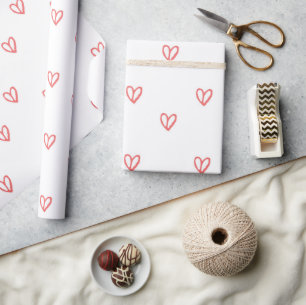 Cute & Simple Red Hearts Valentine's Day Wrapping Paper