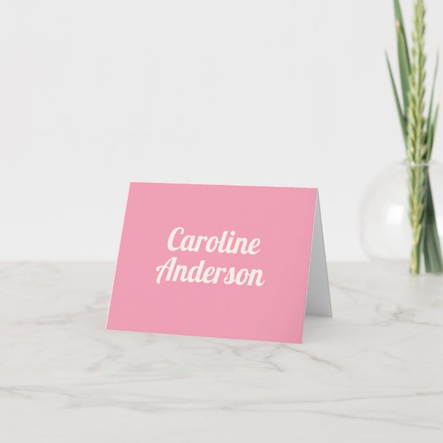 Cute Simple Retro Typography Pink Personalised Note Card (Front)