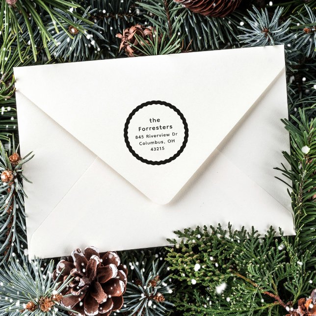 Cute simple return address ripple edge rubber stamp (Creator Uploaded)