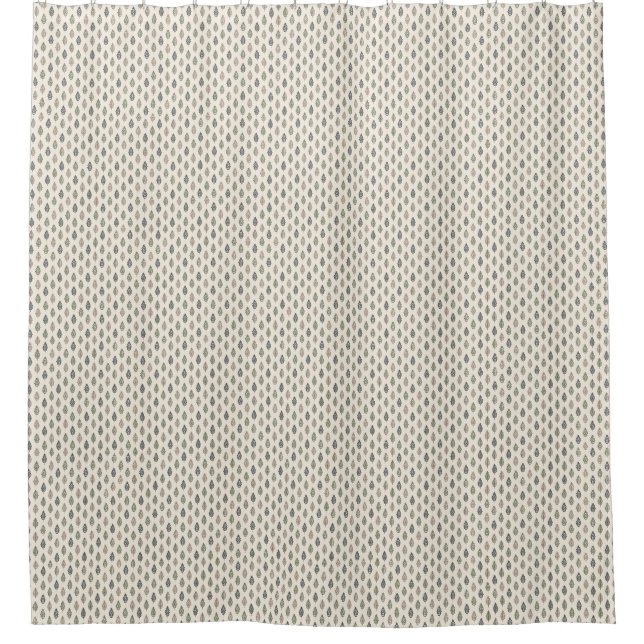 Cute Simple Sage Green & Beige Boho Style Shower Curtain (Front)