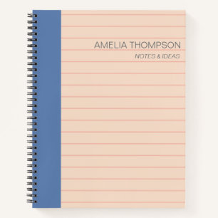 Cute Simple School Lines Blush Blue Personalised Notebook