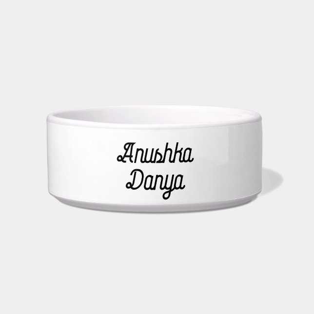 Cute Simple Script Text Personalised Pet Name Bowl (Front)