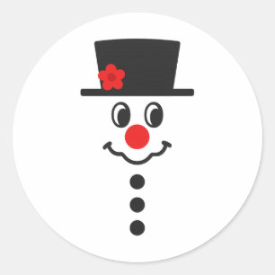 Cute Simple Snowman Face Winter Christmas Holiday Classic Round Sticker