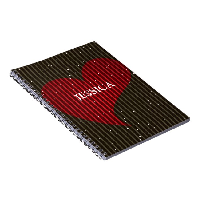 Cute Simple Sparkling Valentines Heart Spiral Notebook (Right Side)