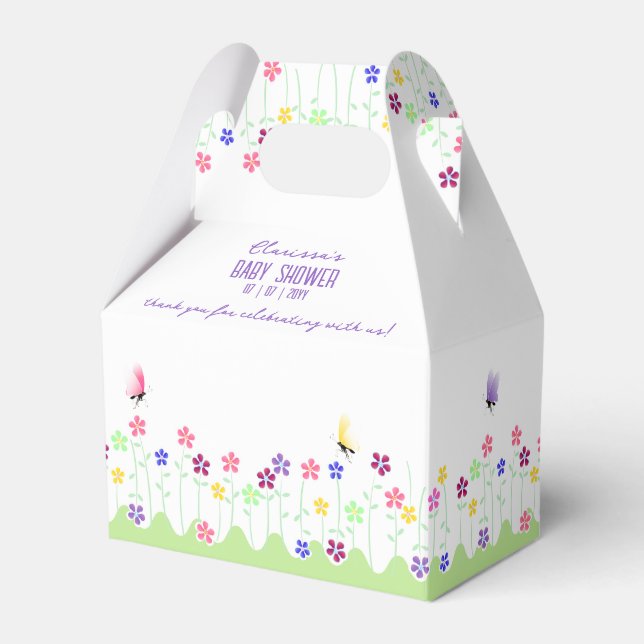 Cute Simple Spring Floral Baby Shower Favour Box (Front Side)