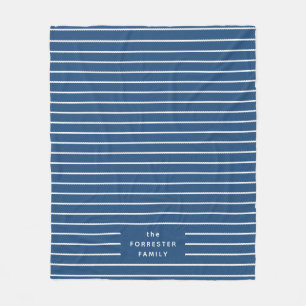 Cute simple stripes blue white family fleece blanket
