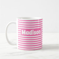Cute Simple Stripes Hot Pink and White Custom Name