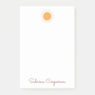 Cute simple sunshine personalised post-it notes
