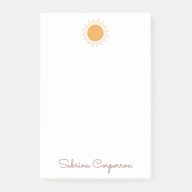 Cute simple sunshine personalised  post-it notes (Front)