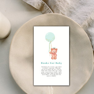 Cute Simple Teddy Bear Baby Shower Books For Baby Enclosure Card