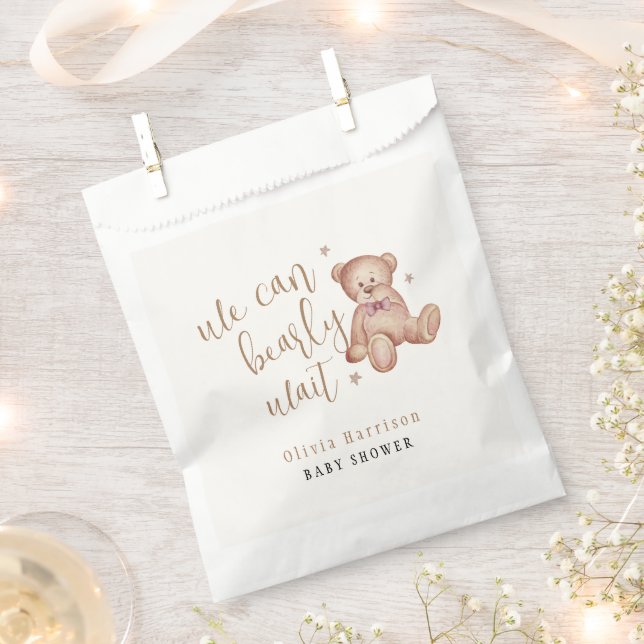 Cute Simple Teddy Bear Baby Shower  Favour Bags (Clipped)