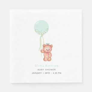 Cute Simple Teddy Bear Baby Shower Napkin