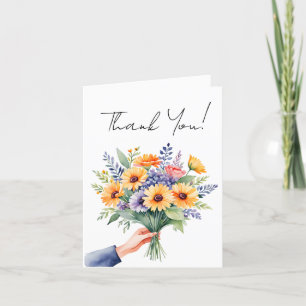 Cute simple thank you watercolor bunch of flowers