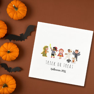 Cute Simple Trick or Treat Halloween Paper Napkin