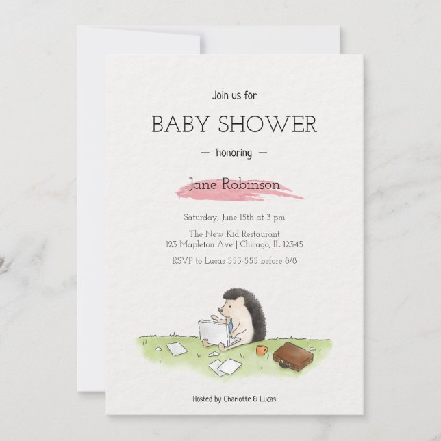 Cute Simple Watercolor for Baby Boy Invitation   (Front)