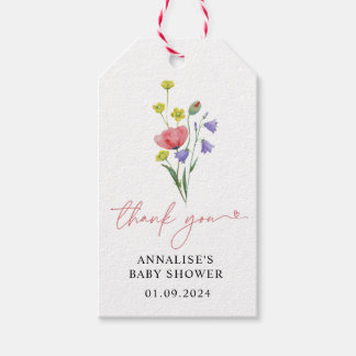 Cute Simple Watercolor Wildflower Baby Shower  Gift Tags