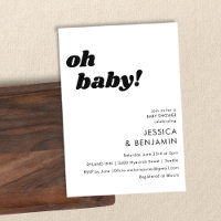 Cute Simple White Background Modern Oh Baby Shower