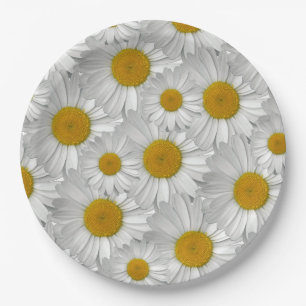Cute Simple White Daisy Flower Pattern Paper Plate