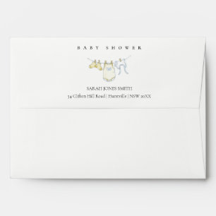 Cute Simple Yellow Baby Clothesline Baby Shower Envelope
