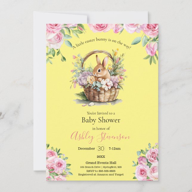 Cute simplistic Easter bunny Baby Shower Invitatio Invitation (Front)