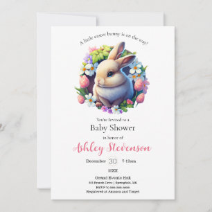 Cute simplistic Easter bunny Baby Shower Invitation