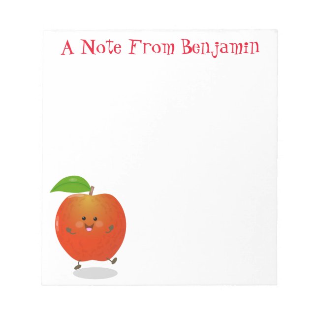Cute singing apple kawaii cartoon illustration notepad (Front)