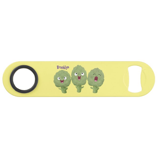 Cute singing artichokes vegetable cartoon (Front (Horizontal))