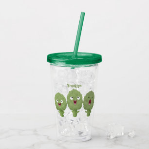Cute singing artichokes vegetable cartoon acrylic tumbler