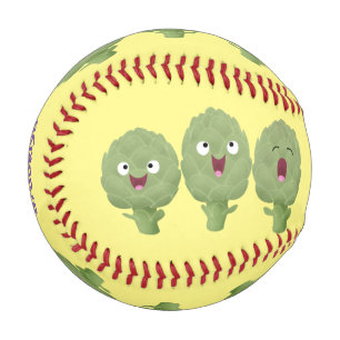 Cute singing artichokes vegetable cartoon baseball