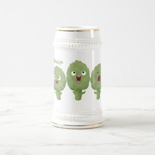 Cute singing artichokes vegetable cartoon beer stein
