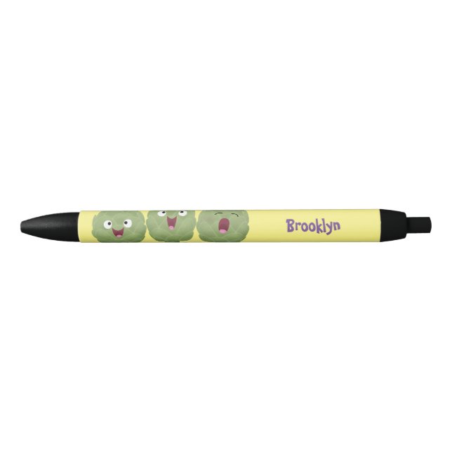 Cute singing artichokes vegetable cartoon black ink pen (Front)
