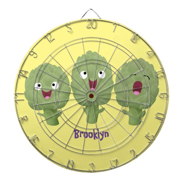 Cute singing artichokes vegetable cartoon dartboard (Front)