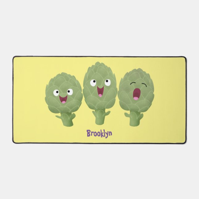 Cute singing artichokes vegetable cartoon desk mat (Front)