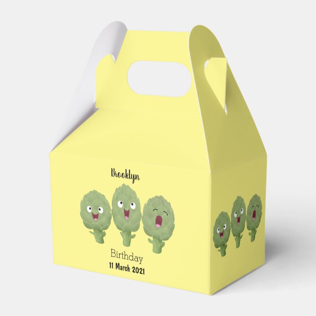 Cute singing artichokes vegetable cartoon favour box (Front Side)