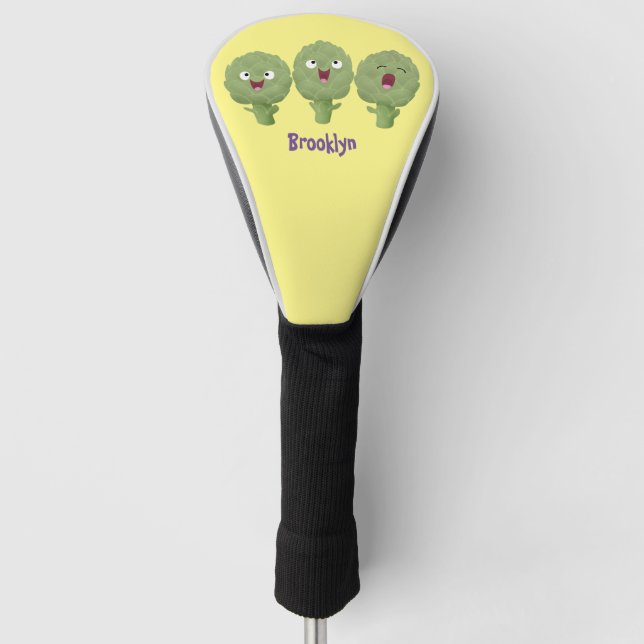 Cute singing artichokes vegetable cartoon  golf head cover (Front)