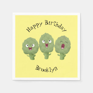 Cute singing artichokes vegetable cartoon napkin